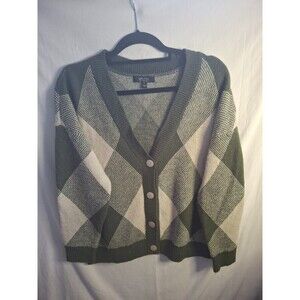 WITTY FOX Women's Geometric Cardigan Sweater Green Size Xl